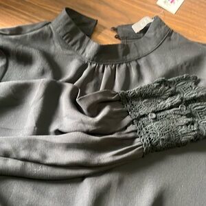 Large Black Top with Knit Sleeves